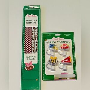 NEW! CharCharms Game Day Tailgate Reusable Straws 6pk & Straw Topper 4pk Set-NWT